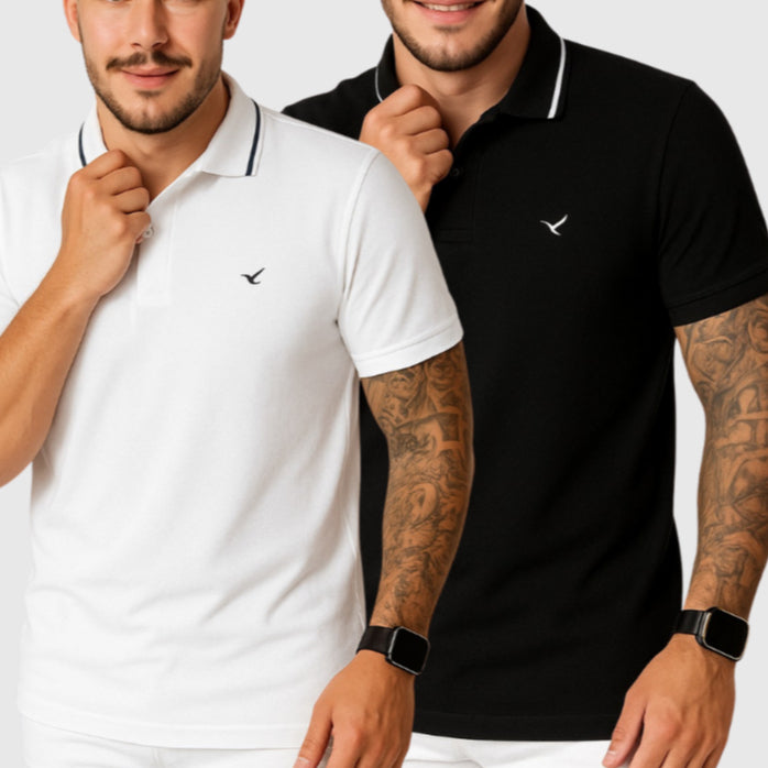 Kit 2 Camiseta Gola Polo Masculina 100% Algodão Egípcio Malha Super Premium Básica
