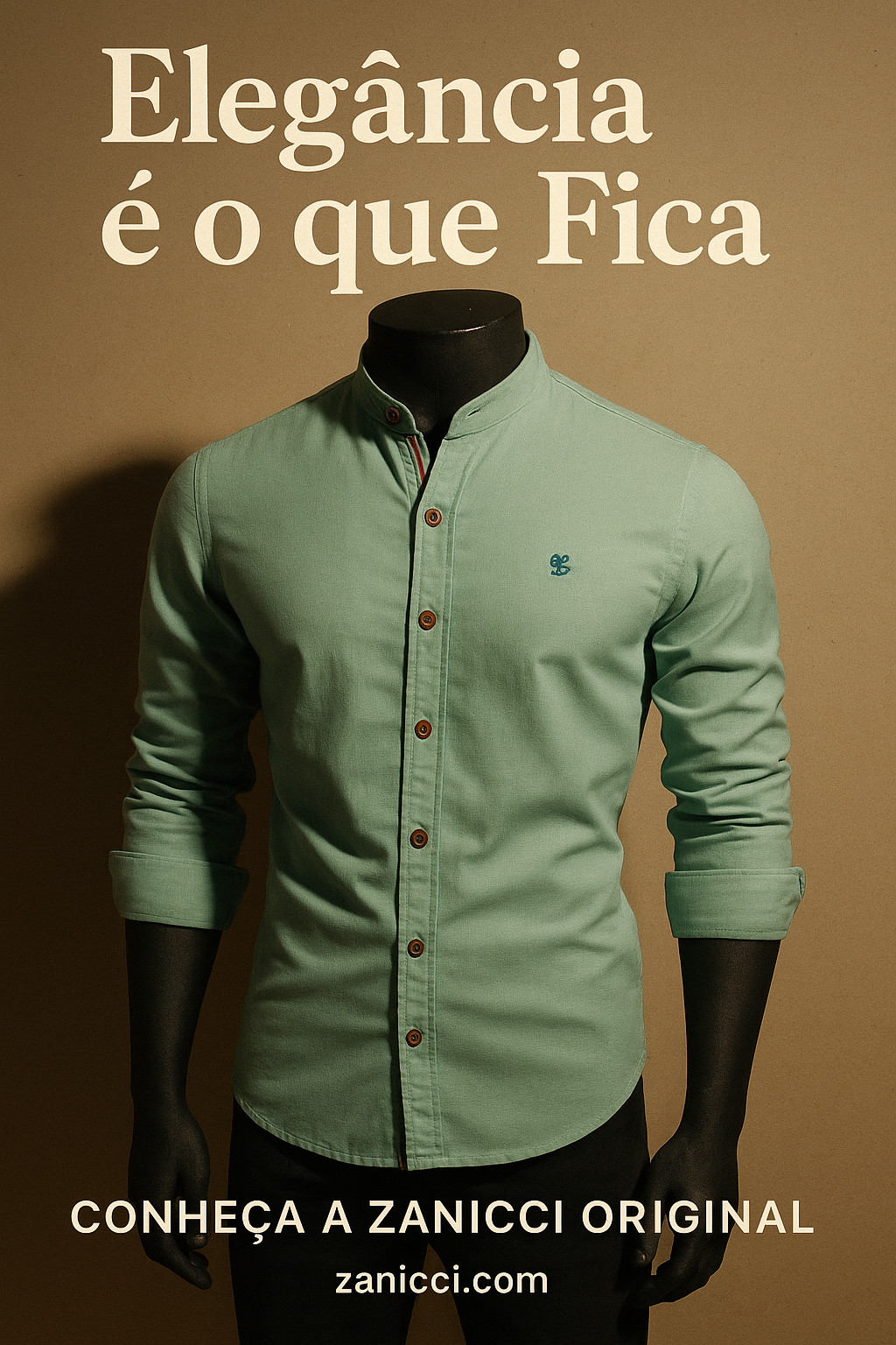 Camisa de Botão Social Masculina Manga Longa Gola Padre de Alta Qualidade