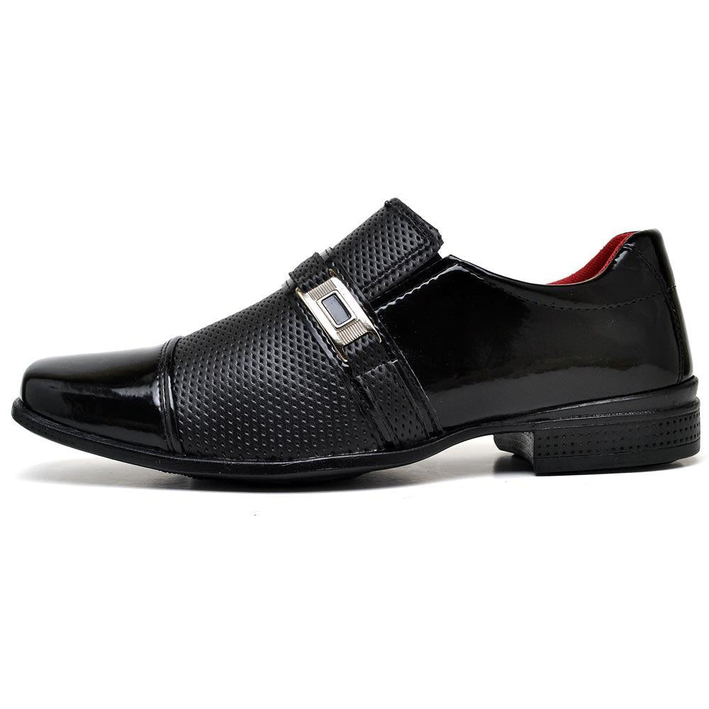 Sapato Social Masculino Preto Verniz com Fivela | Elegância e Conforto para Ocasiões Especiais