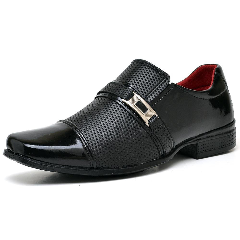 Sapato Social Masculino Preto Verniz com Fivela | Elegância e Conforto para Ocasiões Especiais