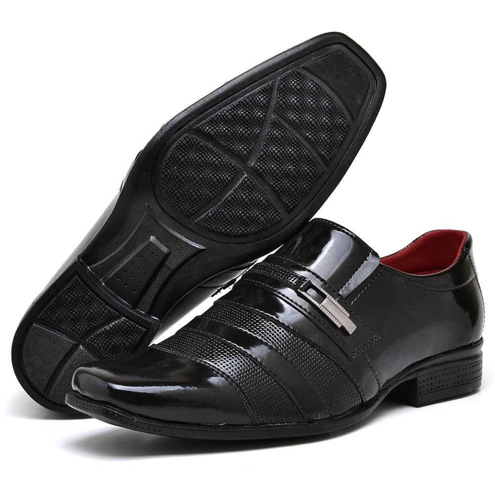 Sapato Social Masculino Preto Verniz com Fivela | Elegância e Conforto para Ocasiões Especiais