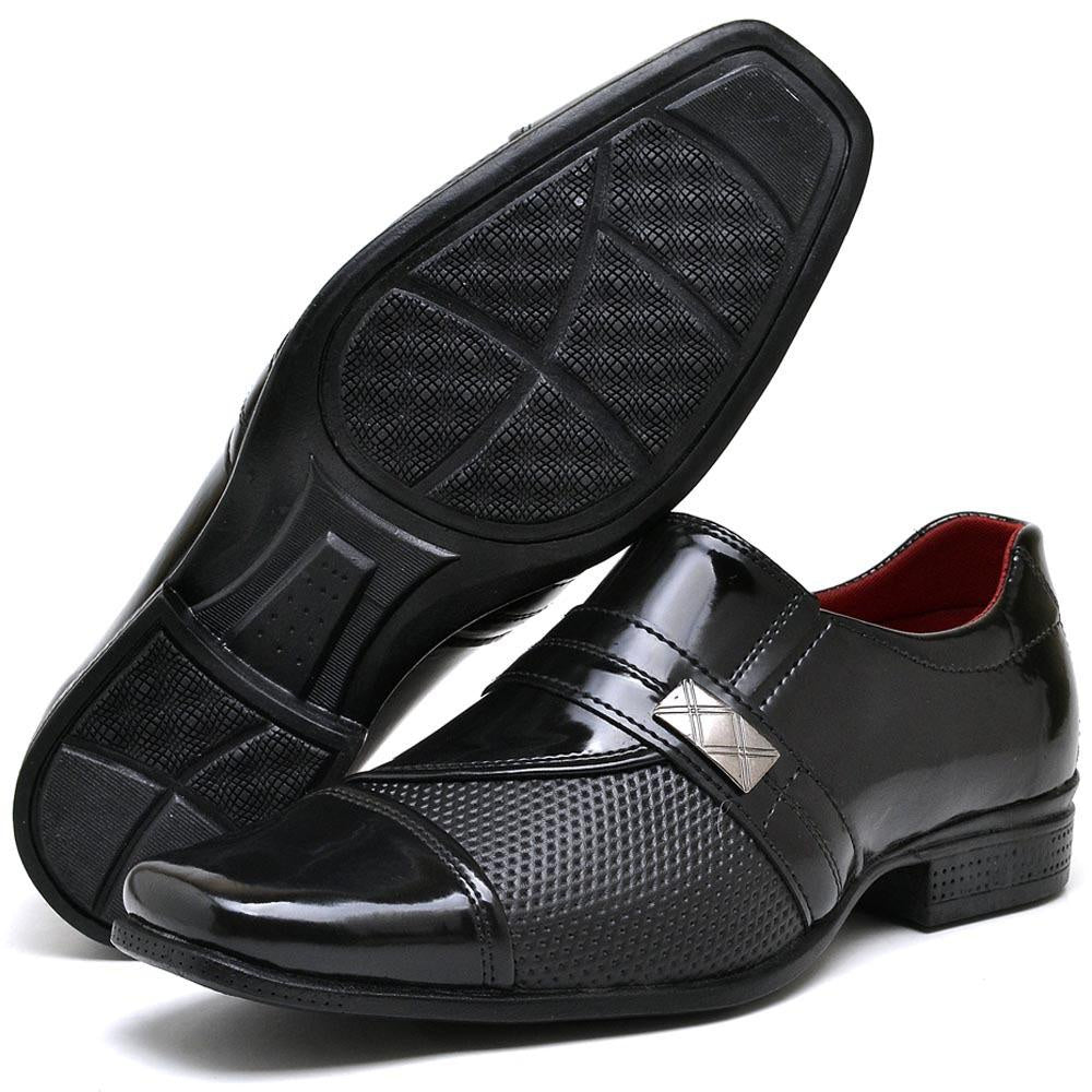 Sapato Social Masculino Preto Verniz com Fivela | Elegância e Conforto para Ocasiões Especiais