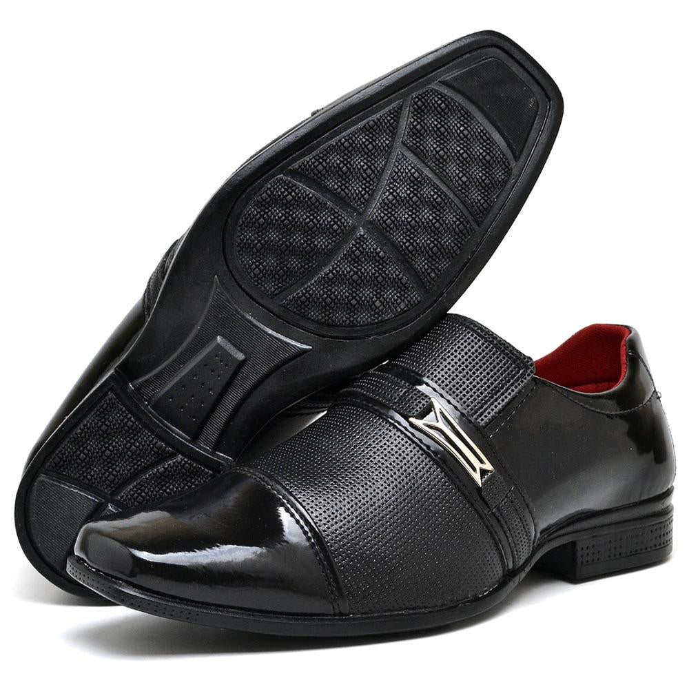 Sapato Social Masculino Preto Verniz com Fivela | Elegância e Conforto para Ocasiões Especiais