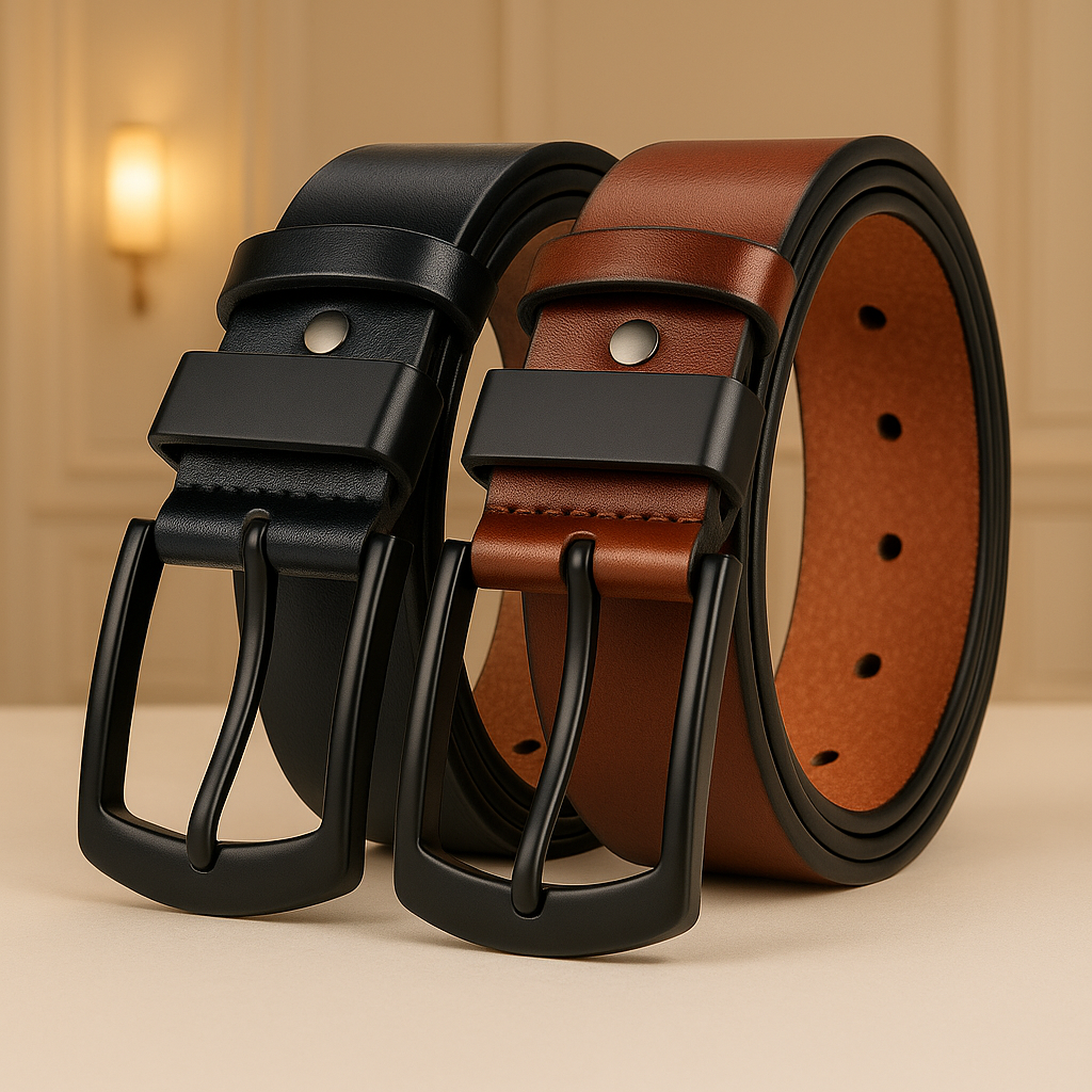 Kit 2 Cinto Masculino de Couro Social