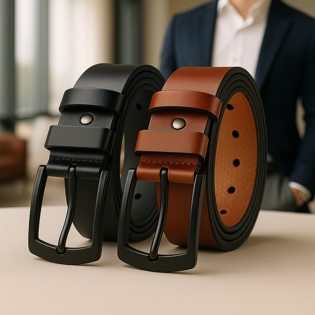 Kit 2 Cinto Masculino de Couro Social