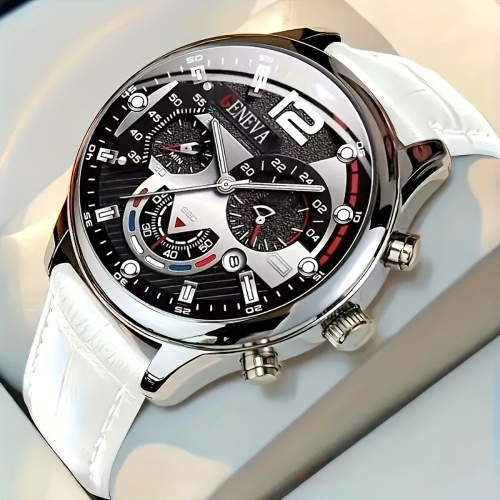 Relógio Masculino Com Pulseira de Couro Resistente a Água Barato e Elegante Super Estiloso