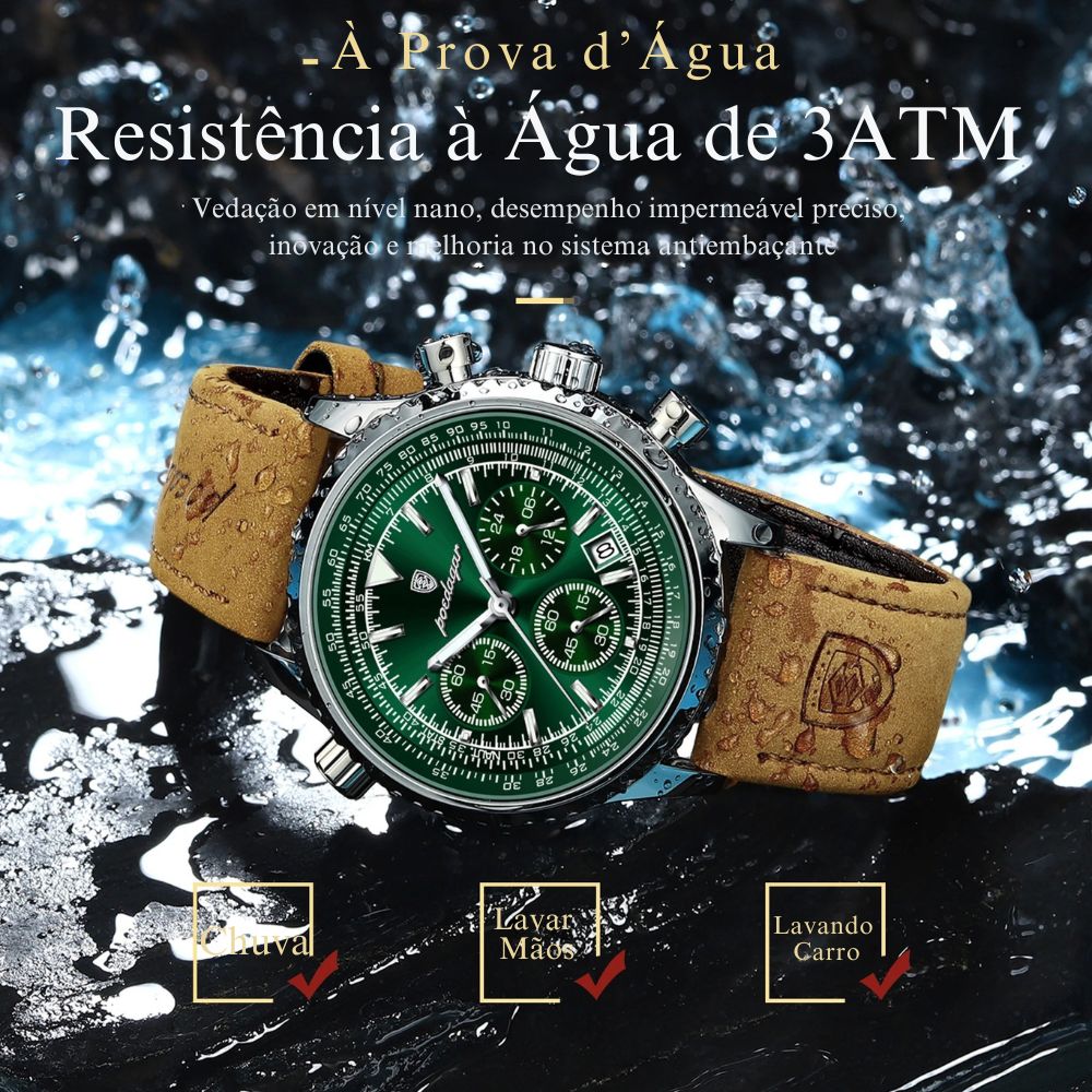 Relógio Masculino Elegante Militar de Couro em Aço Inoxidável à Prova d’Água – Quartzo Luxo