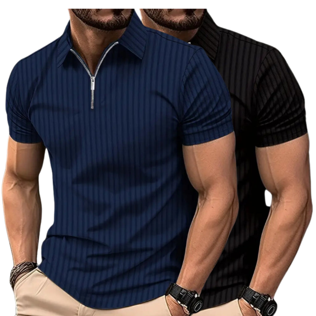 Kit 2 Camisas Polo Masculinas com Zíper – Estilo Casual com Toque Moderno!