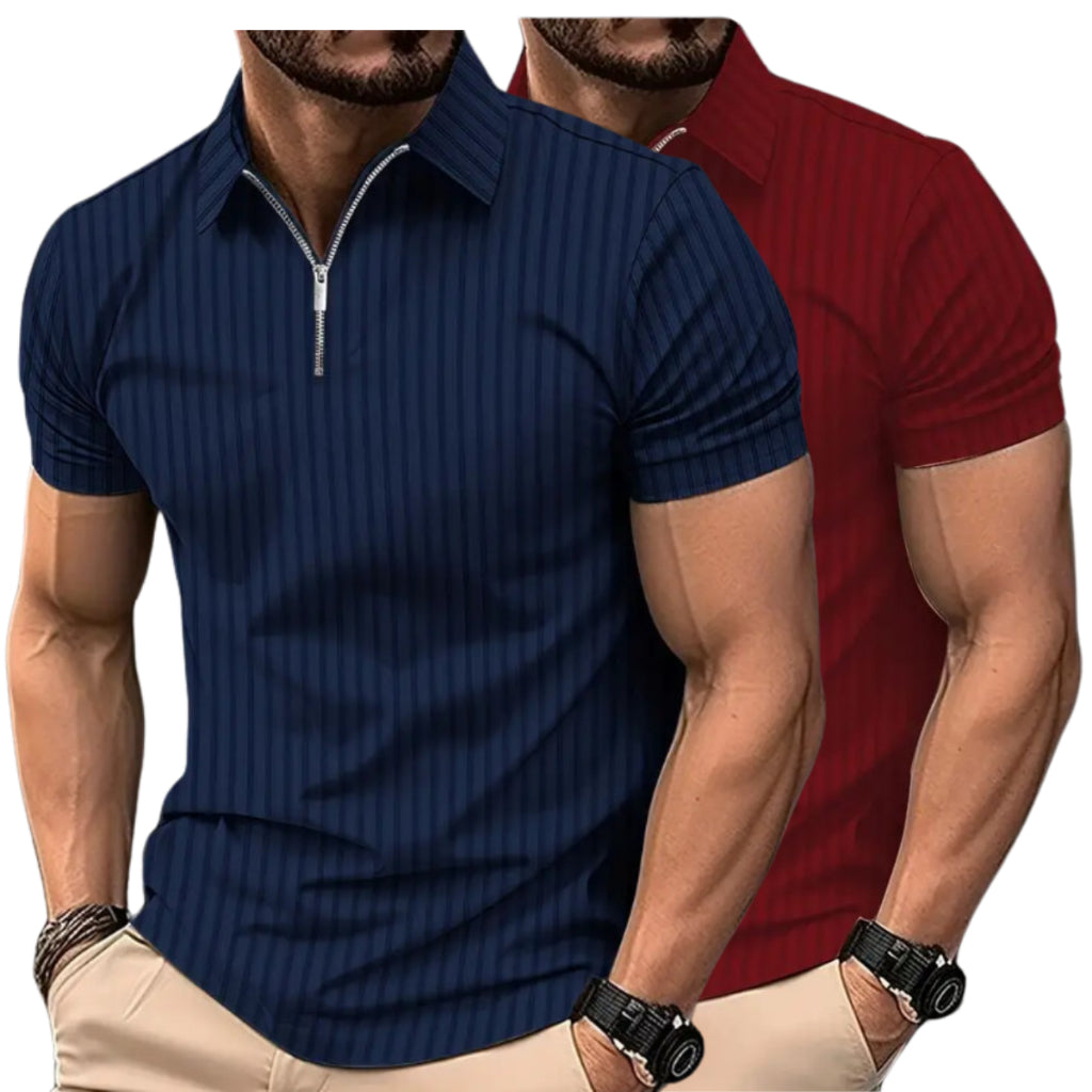 Kit 2 Camisas Polo Masculinas com Zíper – Estilo Casual com Toque Moderno!