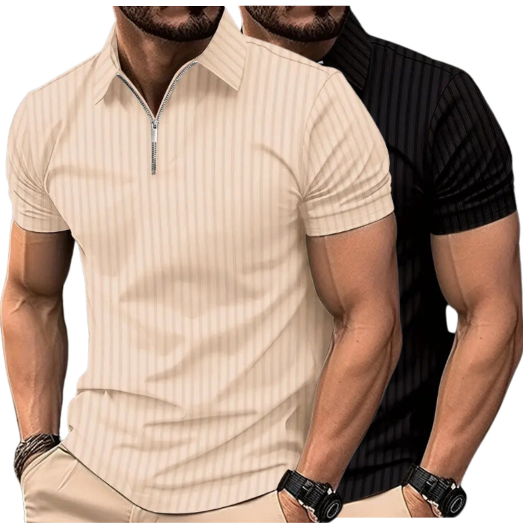 Kit 2 Camisas Polo Masculinas com Zíper – Estilo Casual com Toque Moderno!