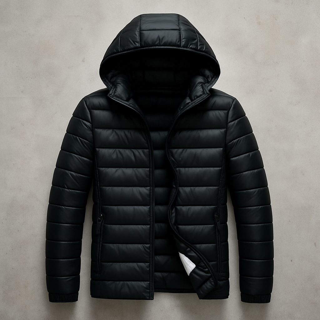 Jaqueta Casaco Puffer Acolchoada com Capuz á Prova d'água – Leve, Quente e Compacta