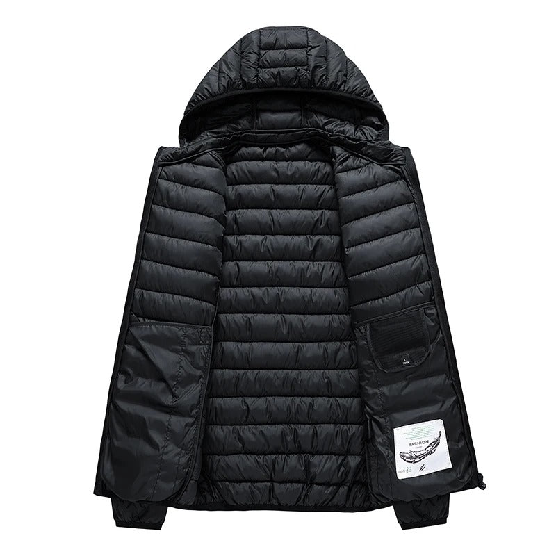 Jaqueta Casaco Puffer Acolchoada com Capuz á Prova d'água – Leve, Quente e Compacta