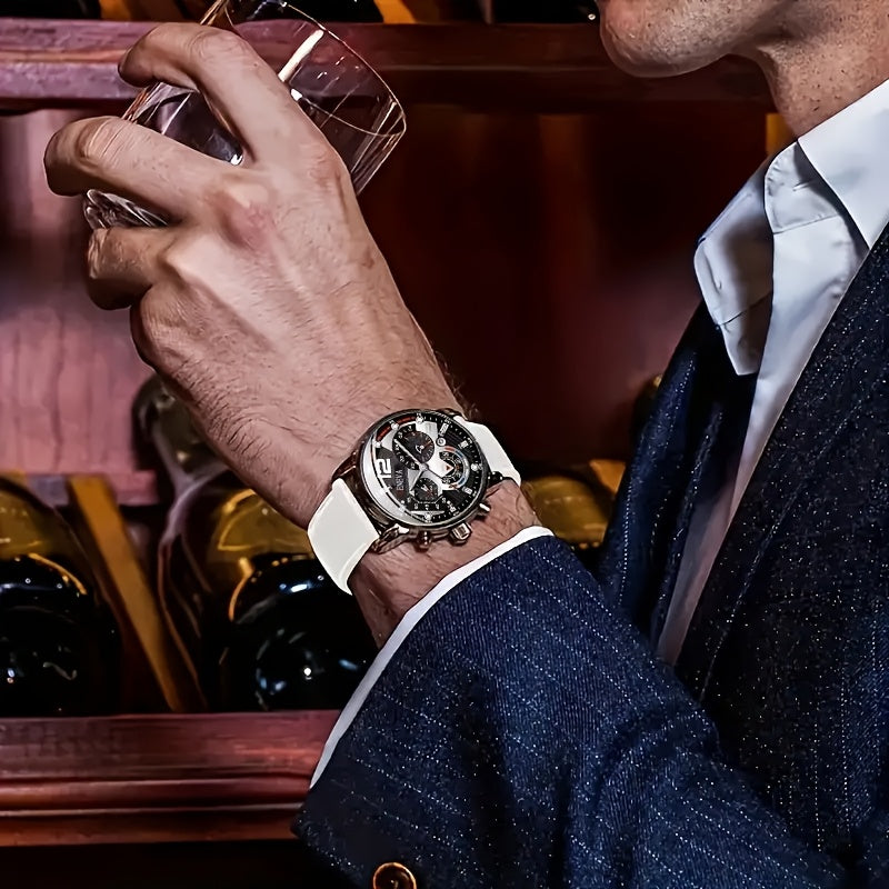 Relógio Masculino Com Pulseira de Couro Resistente a Água Barato e Elegante Super Estiloso