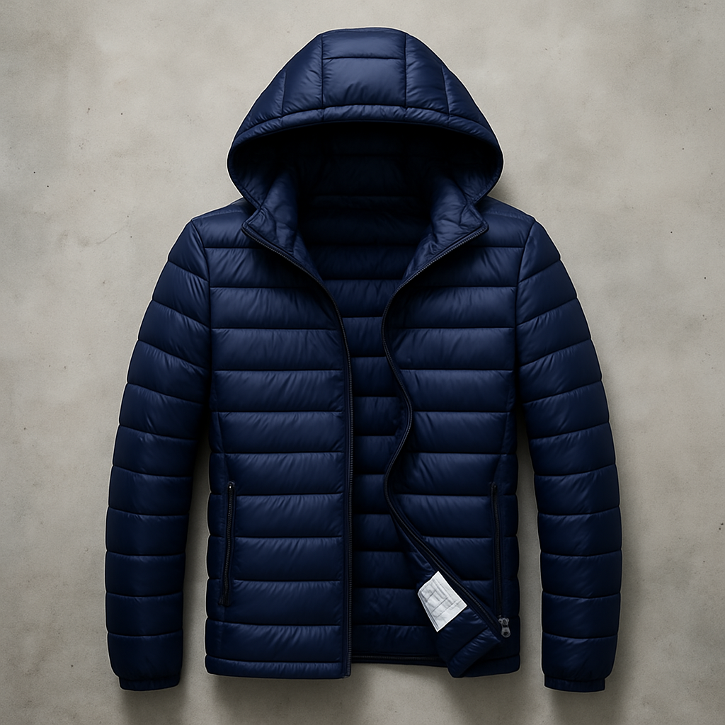 Jaqueta Casaco Puffer Acolchoada com Capuz á Prova d'água – Leve, Quente e Compacta
