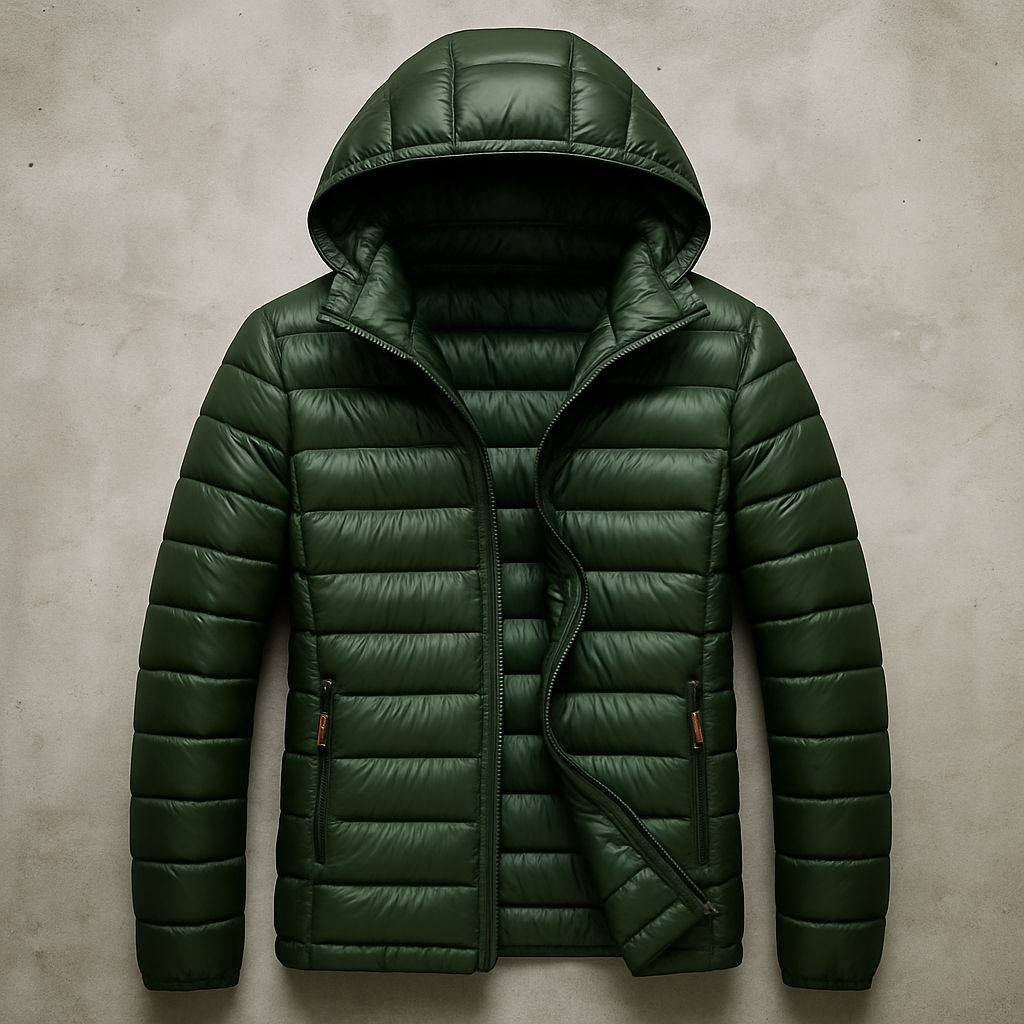 Jaqueta Casaco Puffer Acolchoada com Capuz á Prova d'água – Leve, Quente e Compacta