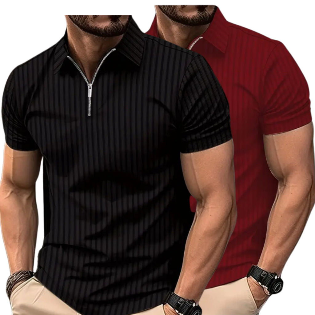 Kit 2 Camisas Polo Masculinas com Zíper – Estilo Casual com Toque Moderno!