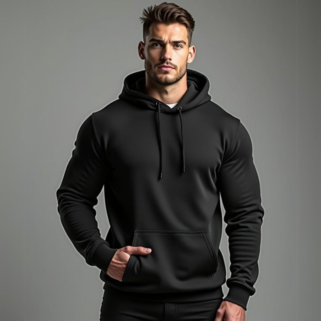 Moletom Masculino Blusa de Frio Flanelado com Capuz Ajustável