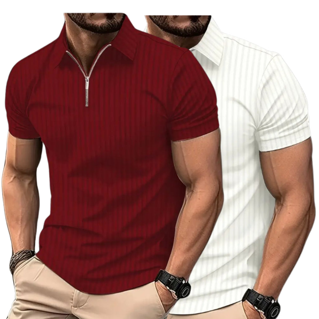 Kit 2 Camisas Polo Masculinas com Zíper – Estilo Casual com Toque Moderno!