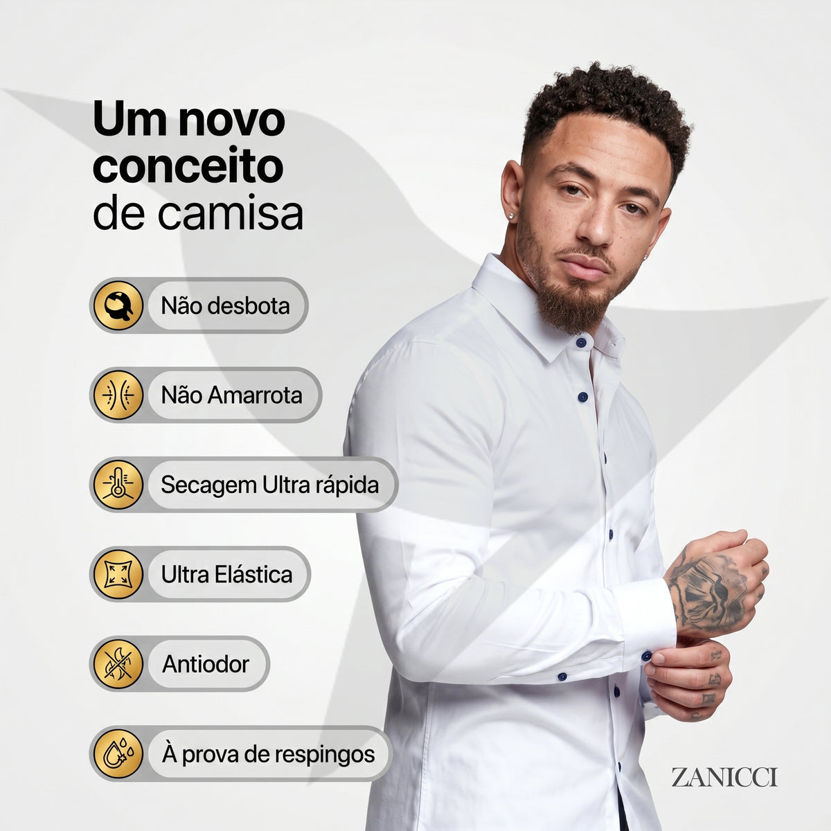Kit 2 Camisas Tecnológica Masculina Slim Fit Não Amassa Zanicci