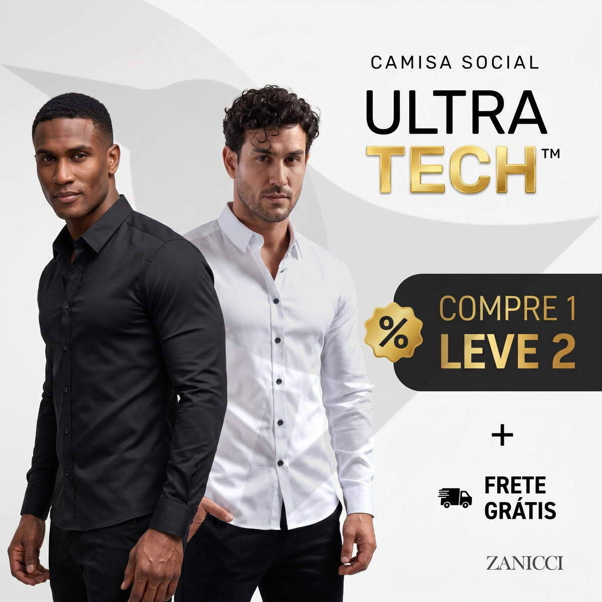 Kit 2 Camisas Tecnológica Masculina Slim Fit Não Amassa Zanicci