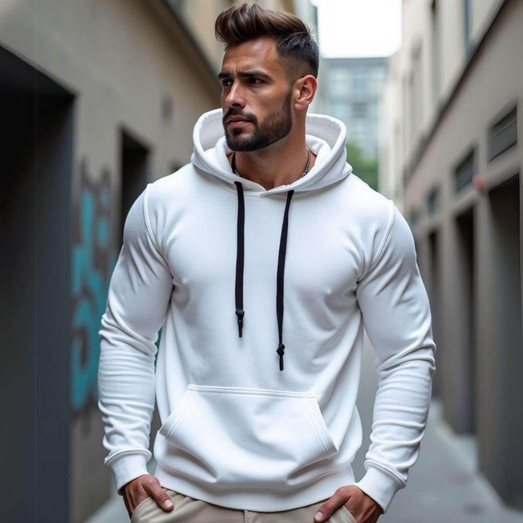 Moletom Masculino Blusa de Frio Flanelado com Capuz Ajustável