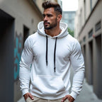 Moletom Masculino Blusa de Frio Flanelado com Capuz Ajustável