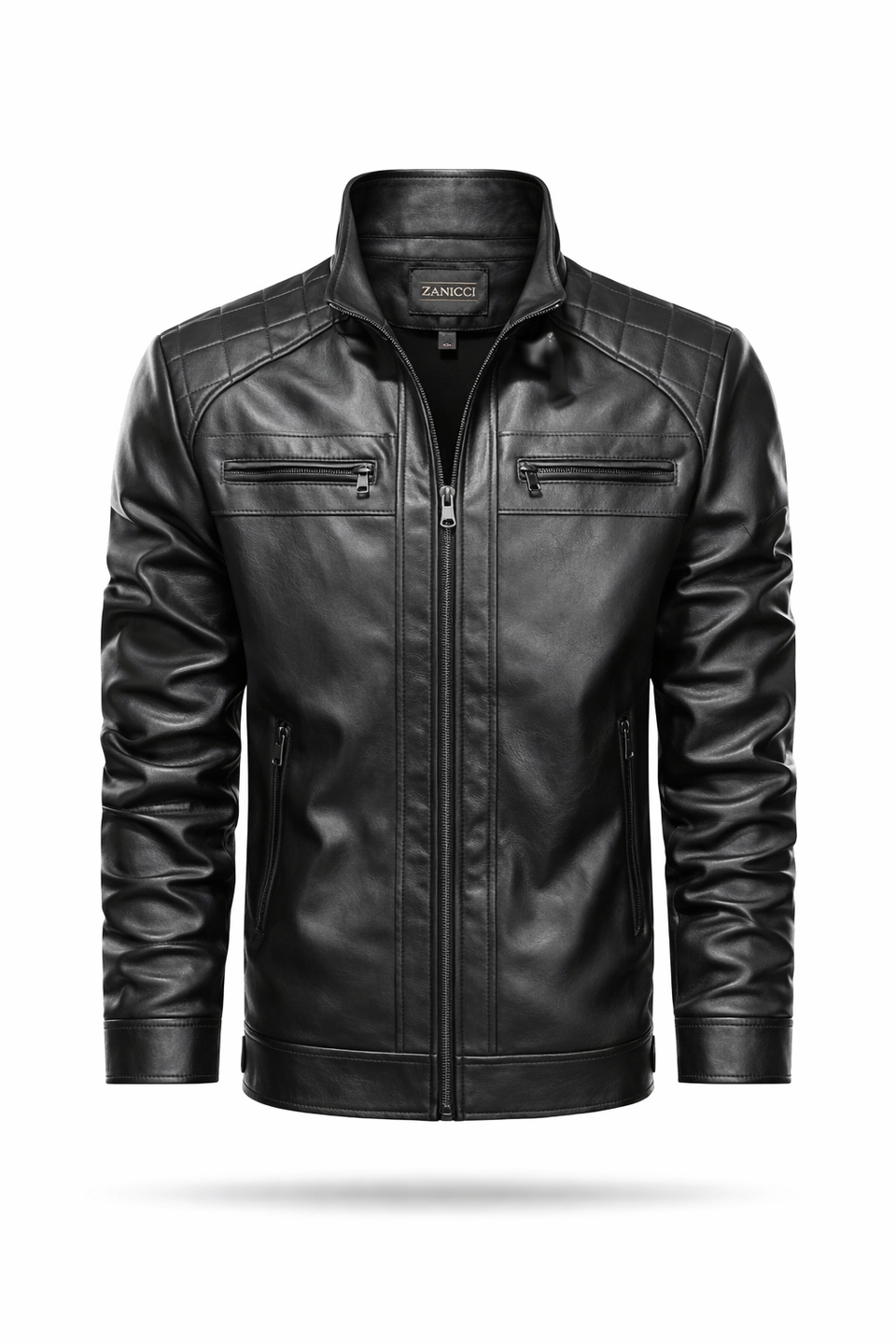 Jaqueta de couro masculina slim