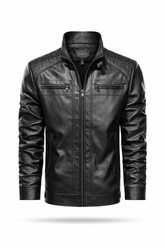 Jaqueta de couro masculina slim