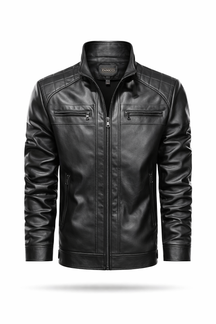 Jaqueta de couro masculina slim