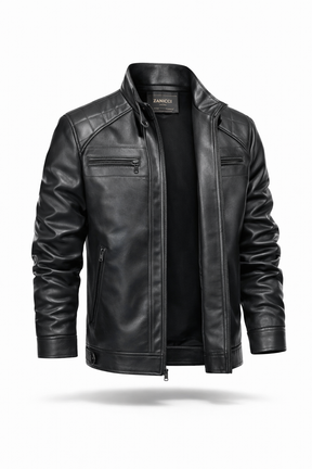 Jaqueta de couro masculina slim