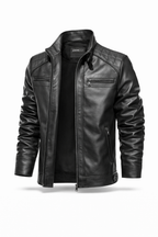 Jaqueta de couro masculina slim