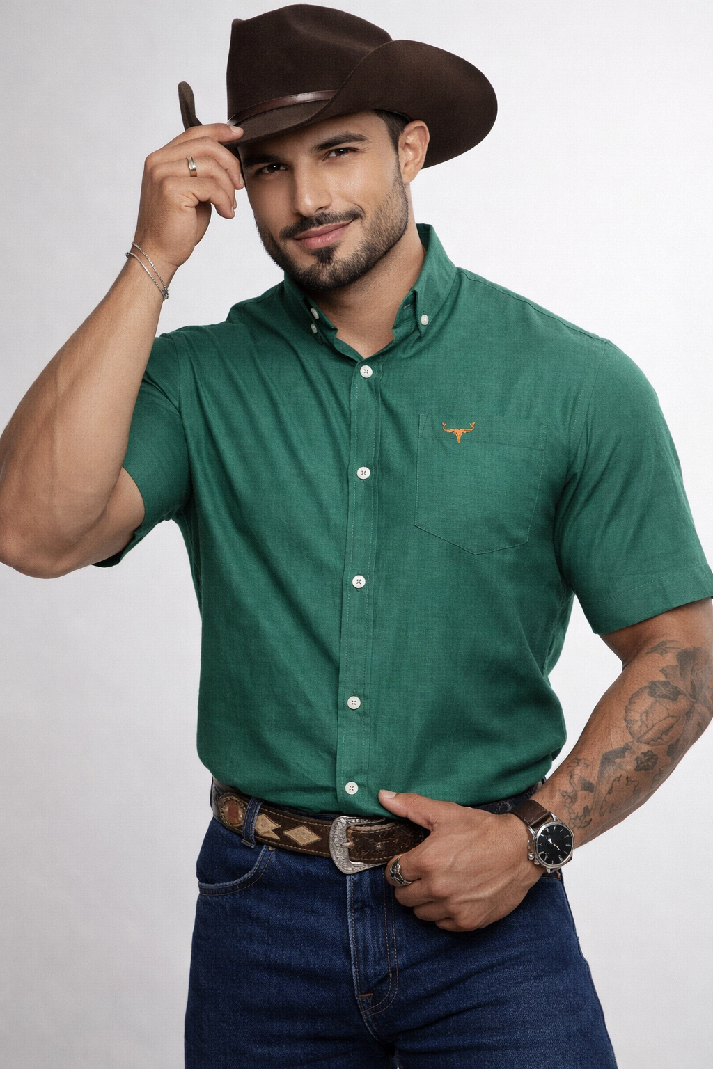 Camisa Xadrez Country Confort - Manga Curta com Botão na Gola