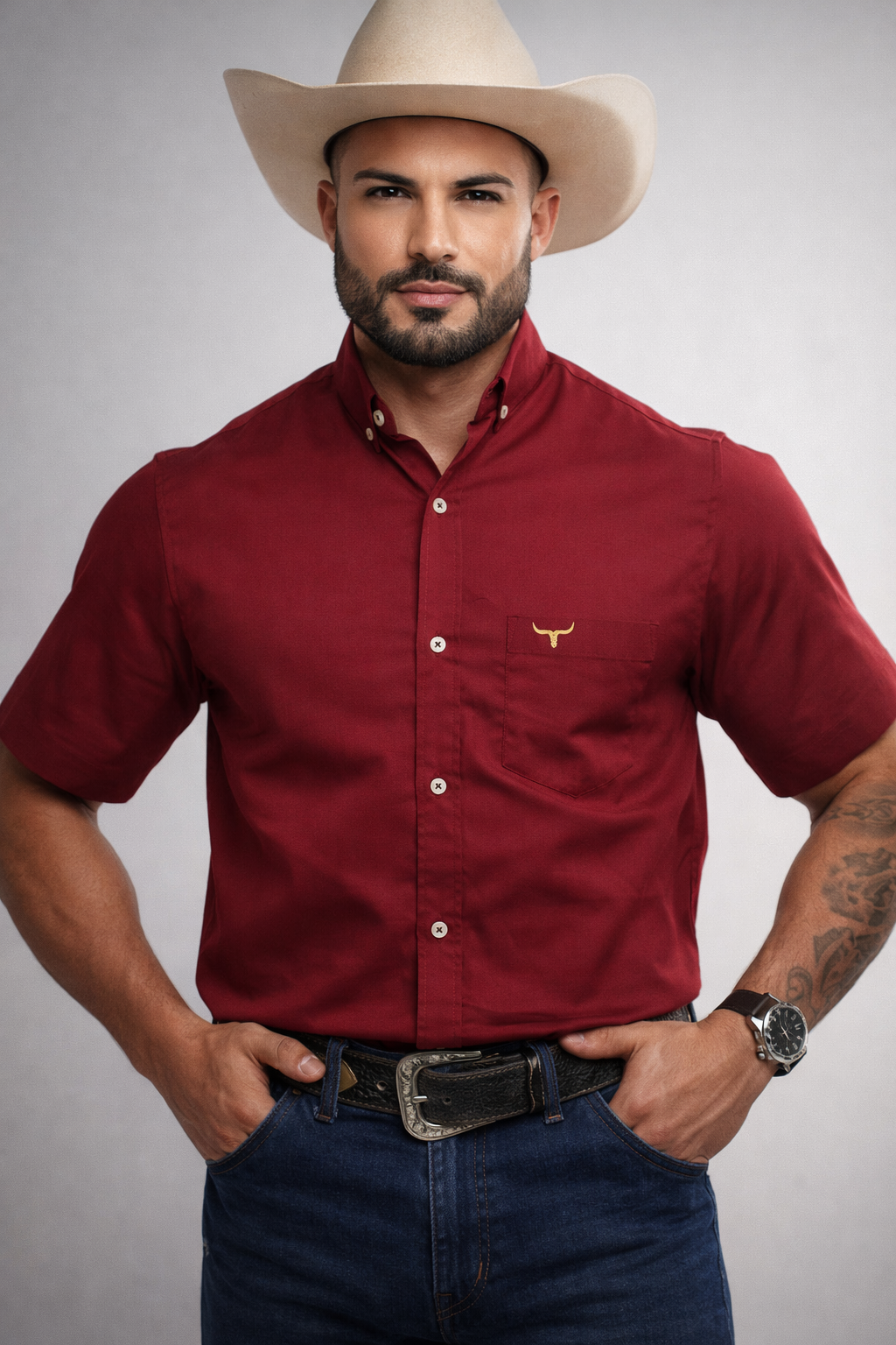 Camisa Xadrez Country Confort - Manga Curta com Botão na Gola