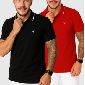 Kit 2 Camiseta Gola Polo Masculina 100% Algodão Egípcio Malha Super Premium Básica