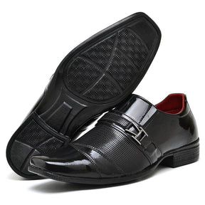Sapato Social Masculino Preto Verniz com Fivela | Elegância e Conforto para Ocasiões Especiais
