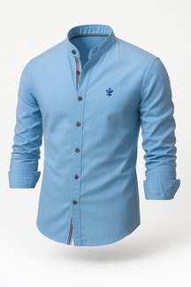 Camisa Social Masculina Manga Longa Gola Elegante de Alta Qualidade + Cinto