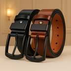 Kit 2 Cinto Masculino de Couro Sintético Social