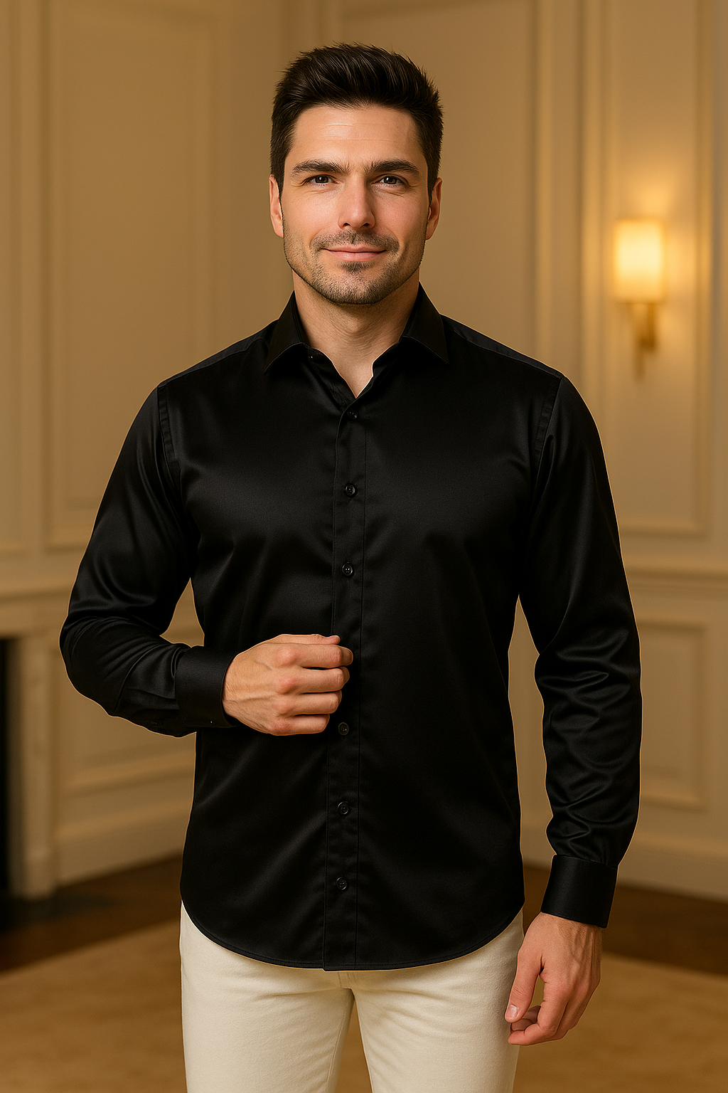 Camisa Social Masculina Slim Fit Manga Longa