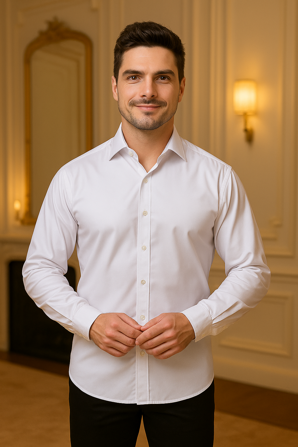 Camisa Social Masculina Slim Fit Manga Longa