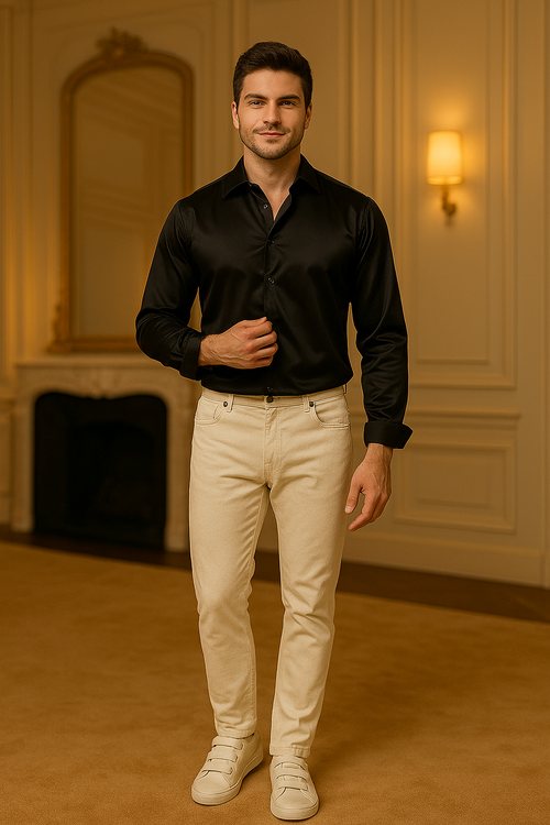 Camisa Social Masculina Slim Fit Manga Longa