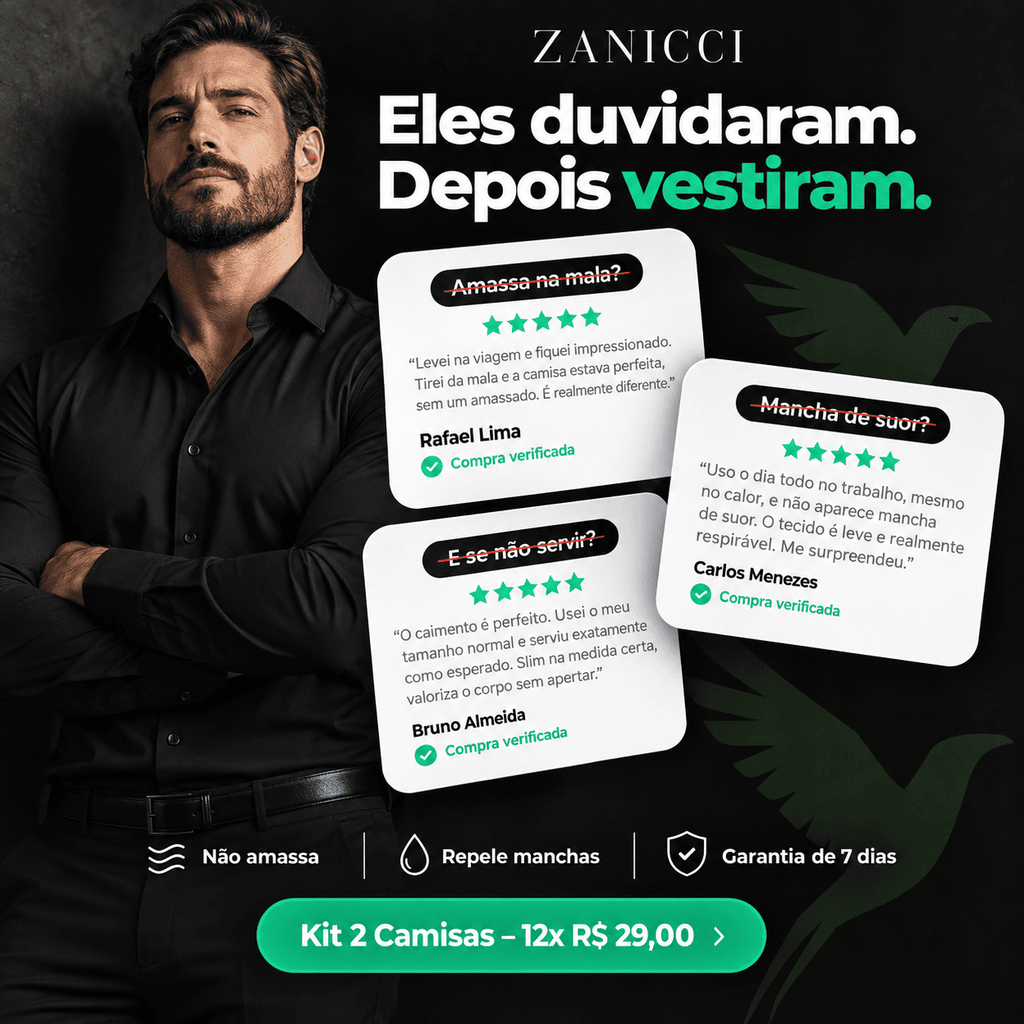 Kit 2 Camisas Tecnológica Masculina Slim Fit Não Amassa Zanicci