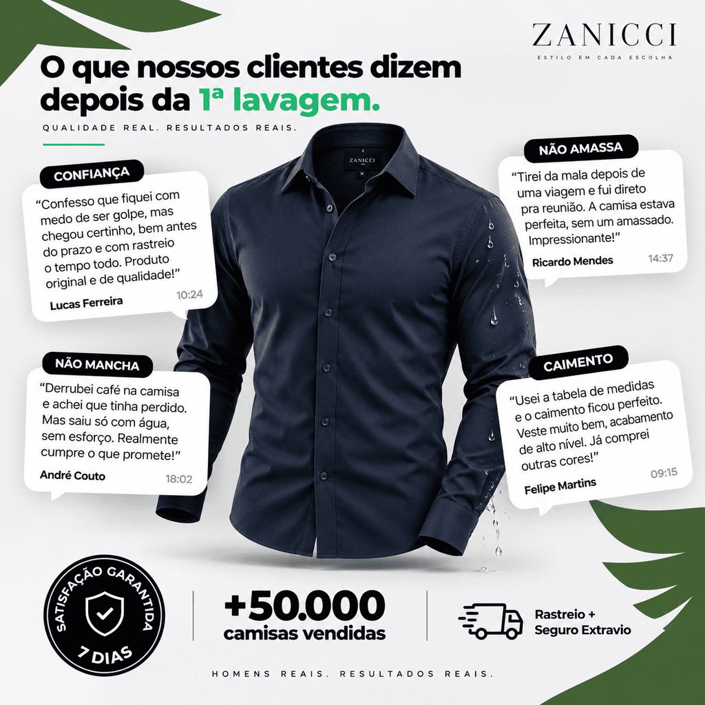 Kit 2 Camisas Tecnológica Masculina Slim Fit Não Amassa Zanicci