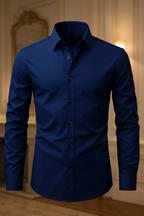 Camisa Social Masculina Slim Fit Manga Longa com Colarinho e Botões - Ideal para Casamento, Trabalho ou Eventos Formais