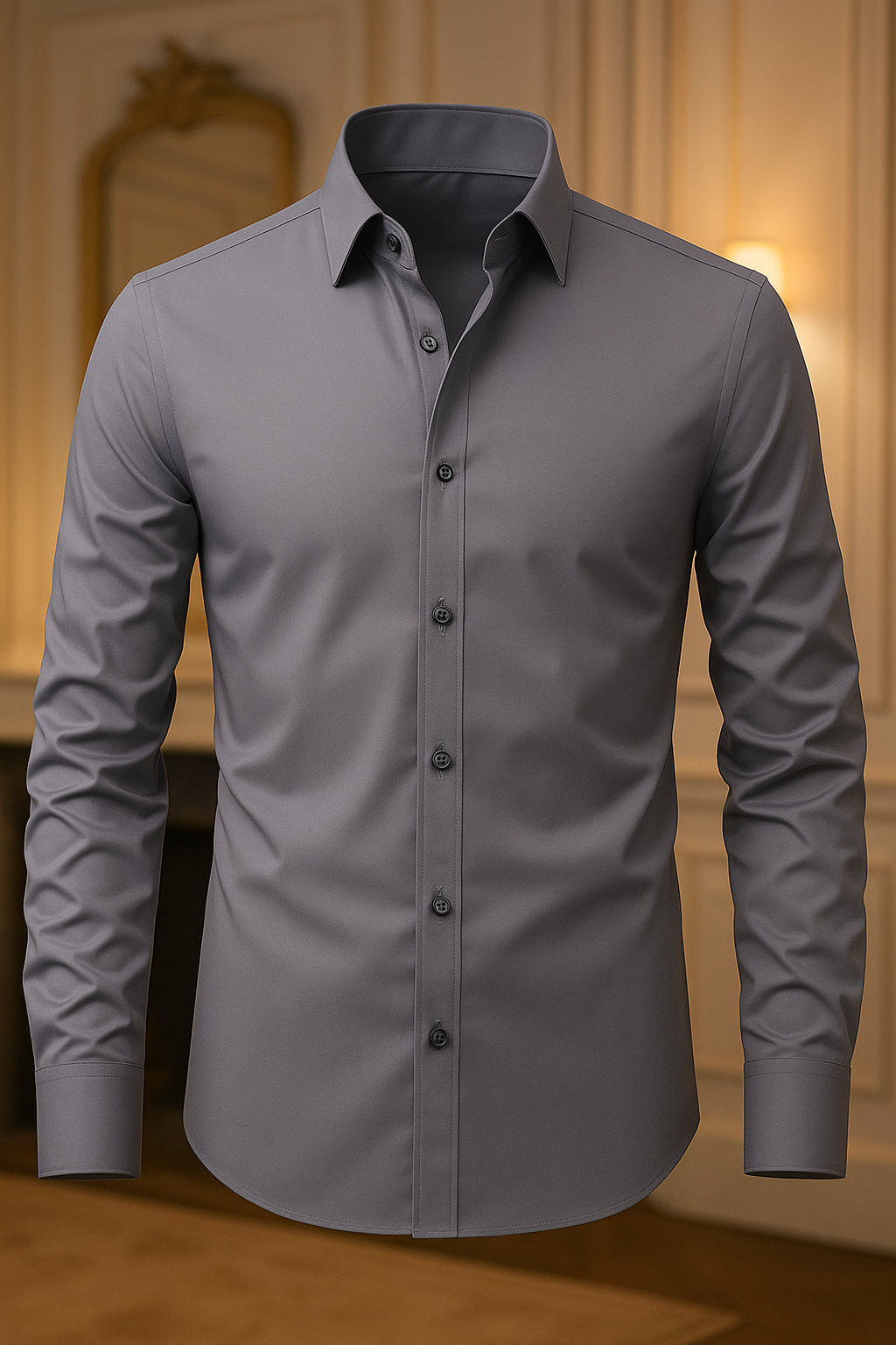 Camisa Social Masculina Slim Fit Manga Longa com Colarinho e Botões - Ideal para Casamento, Trabalho ou Eventos Formais