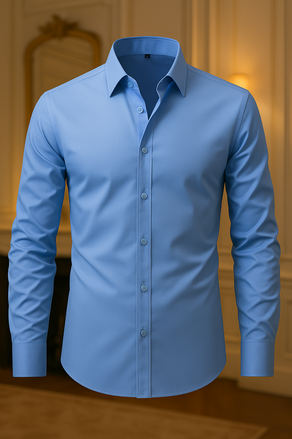 Camisa Social Masculina Slim Fit Manga Longa com Colarinho e Botões - Ideal para Casamento, Trabalho ou Eventos Formais