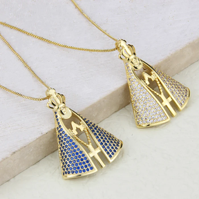 [COMPRE 1 LEVE 2] Colar Nossa Senhora Aparecida com Manto de Zircônia e Ouro 18k