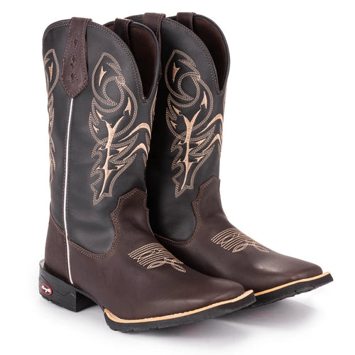 Bota Texana Country Dallas Couro Legítimo Bico Quadrado
