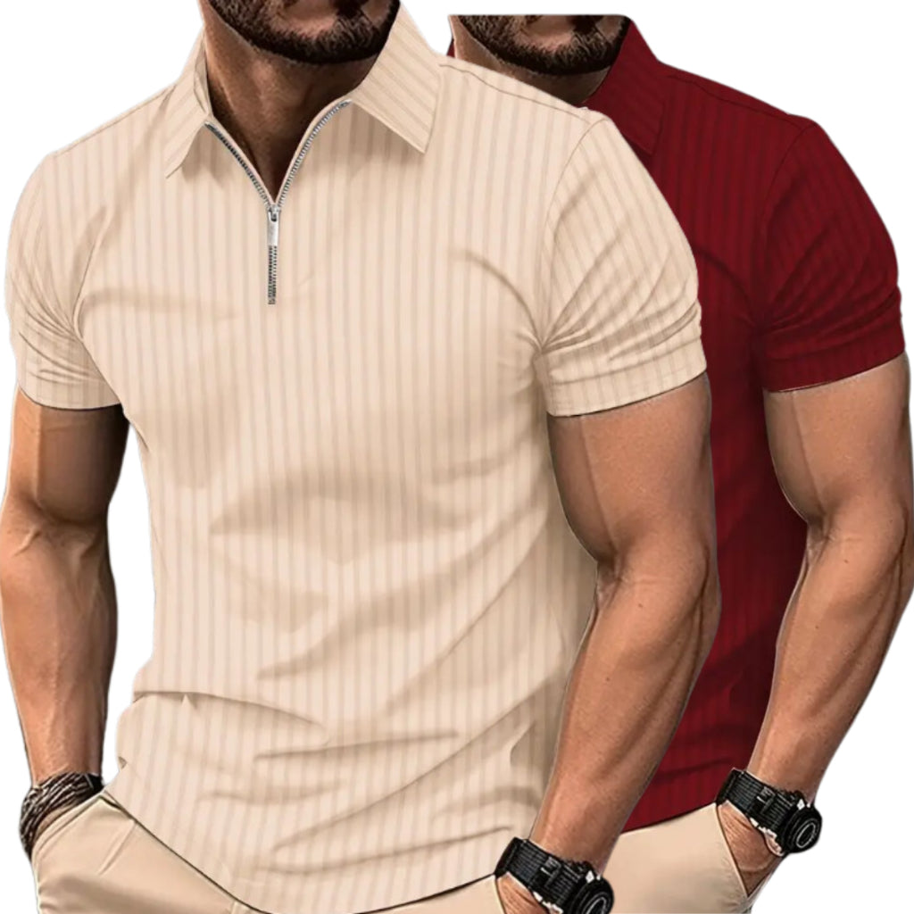 Kit 2 Camisas Polo Masculinas com Zíper – Estilo Casual com Toque Moderno!
