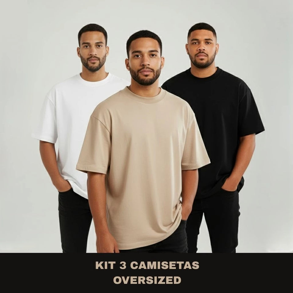 Kit 3 Camisetas Oversized Masculina Street Zanicci 100% Algodão