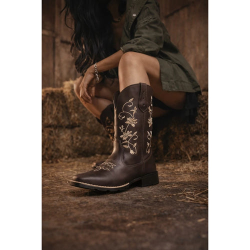 Bota Texana Feminina Ramos Café - Bico Quadrado e Conforto Premium